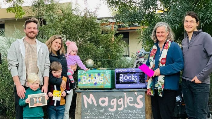 A unique home for books planted on a bike path!