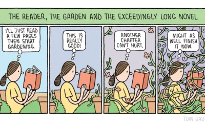 Reading in the garden – Tom Gauld cartoon