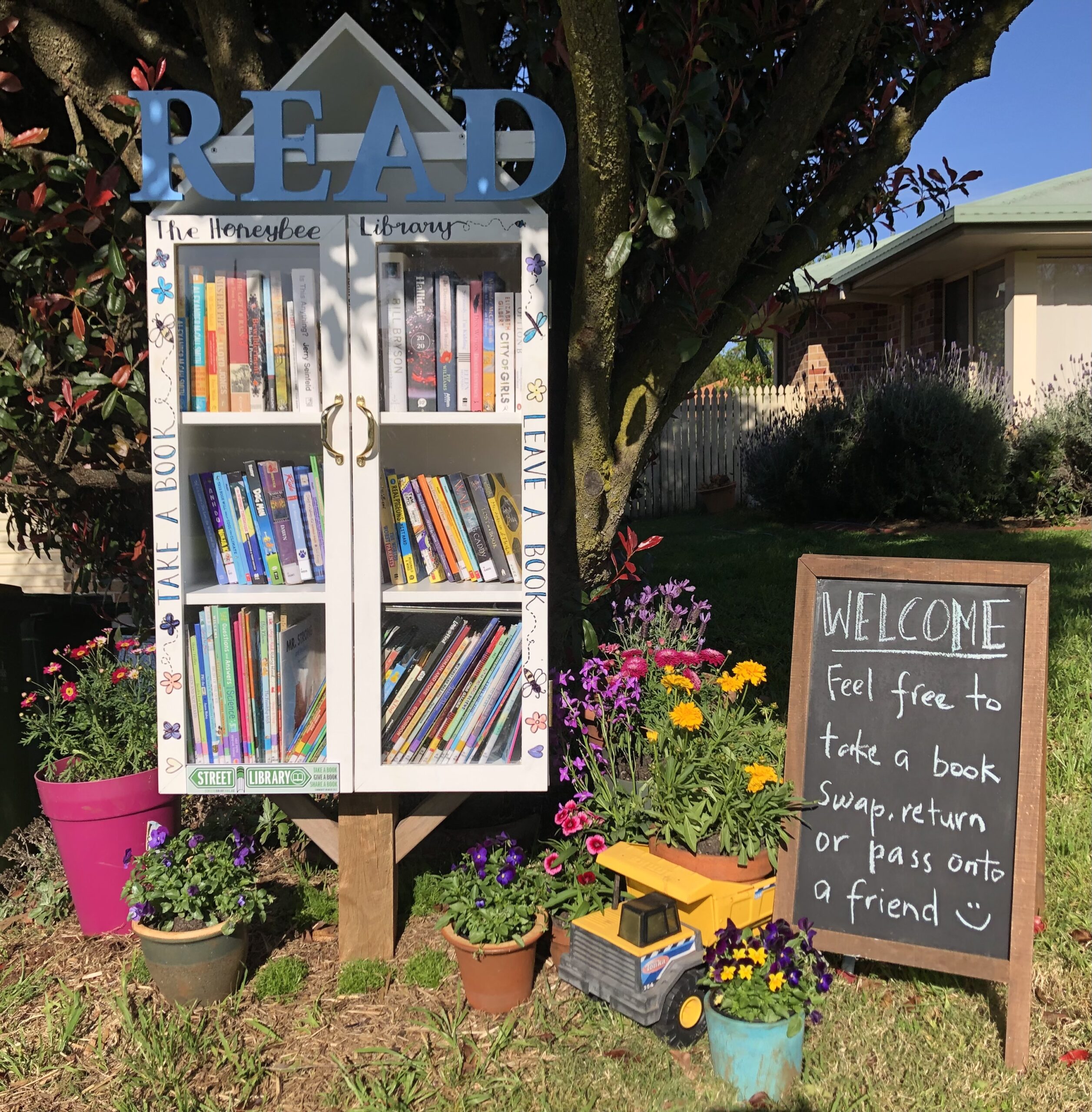 A street library full of books