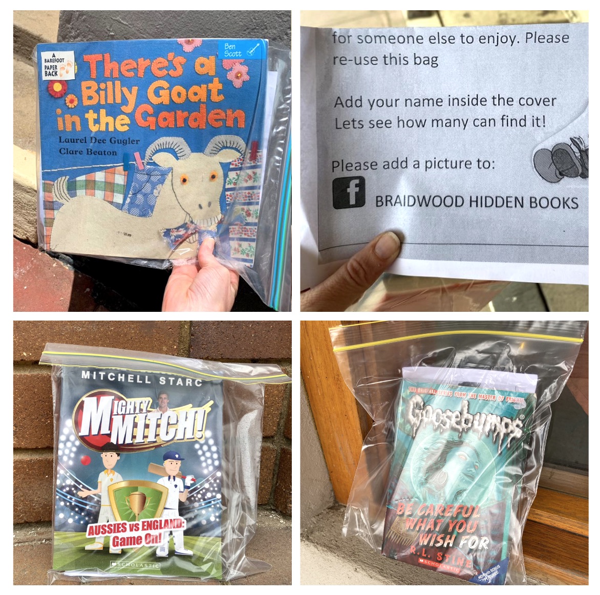 A small selection of books that have been hidden and found in the town of Braidwood, NSW.