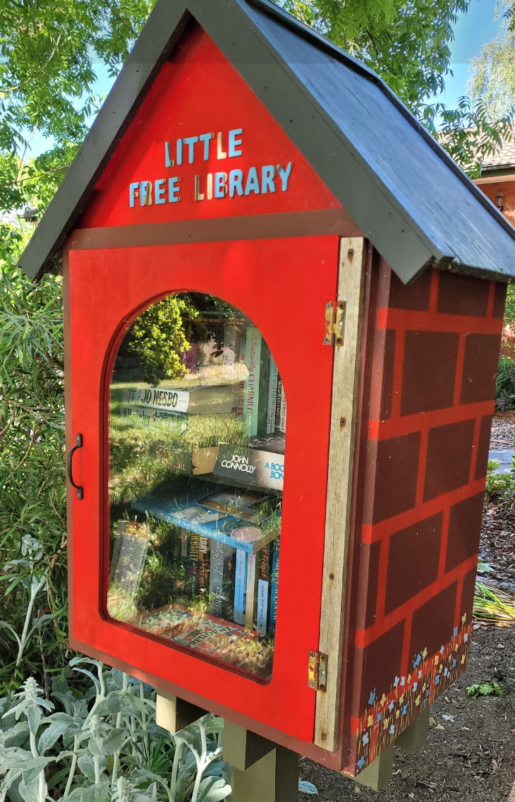 A Street Library made from repurposed materials and situated in the ACT.